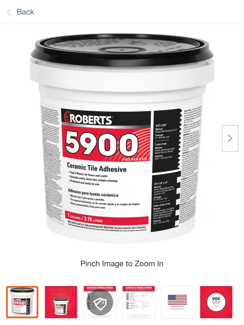 Backsplash 5900 White Ceramic Tile Adhesive - 1 Gallon